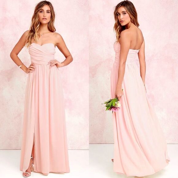 Lulus | Moonlight Serenade Peach Strapless Maxi DressNWT Size XL - Picture 1 of 13